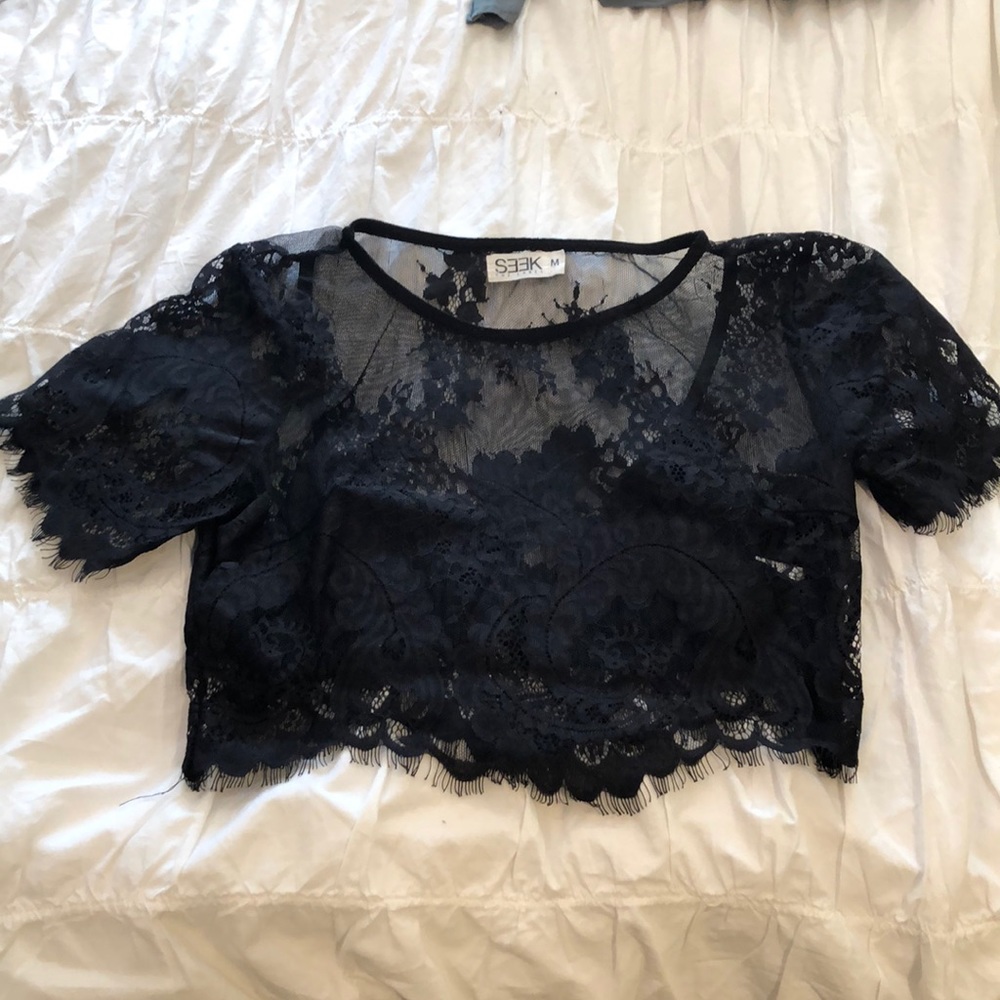 Black lace LF top